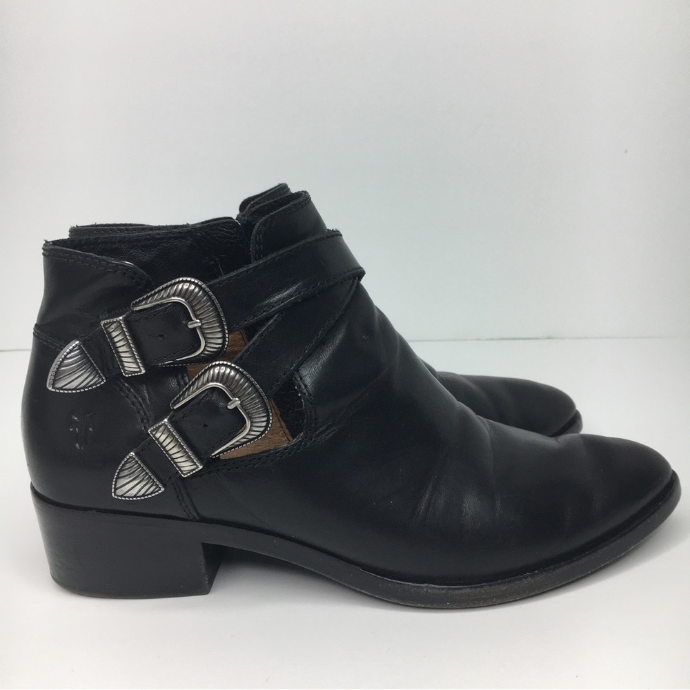 Frye Ray Western Shootie Ankle Boots Leather Black Size 6M   SKU#S2